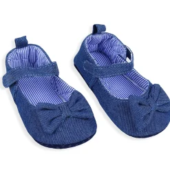 Bow Premium Girls Anti-Slip Ballerina Booties - Blue