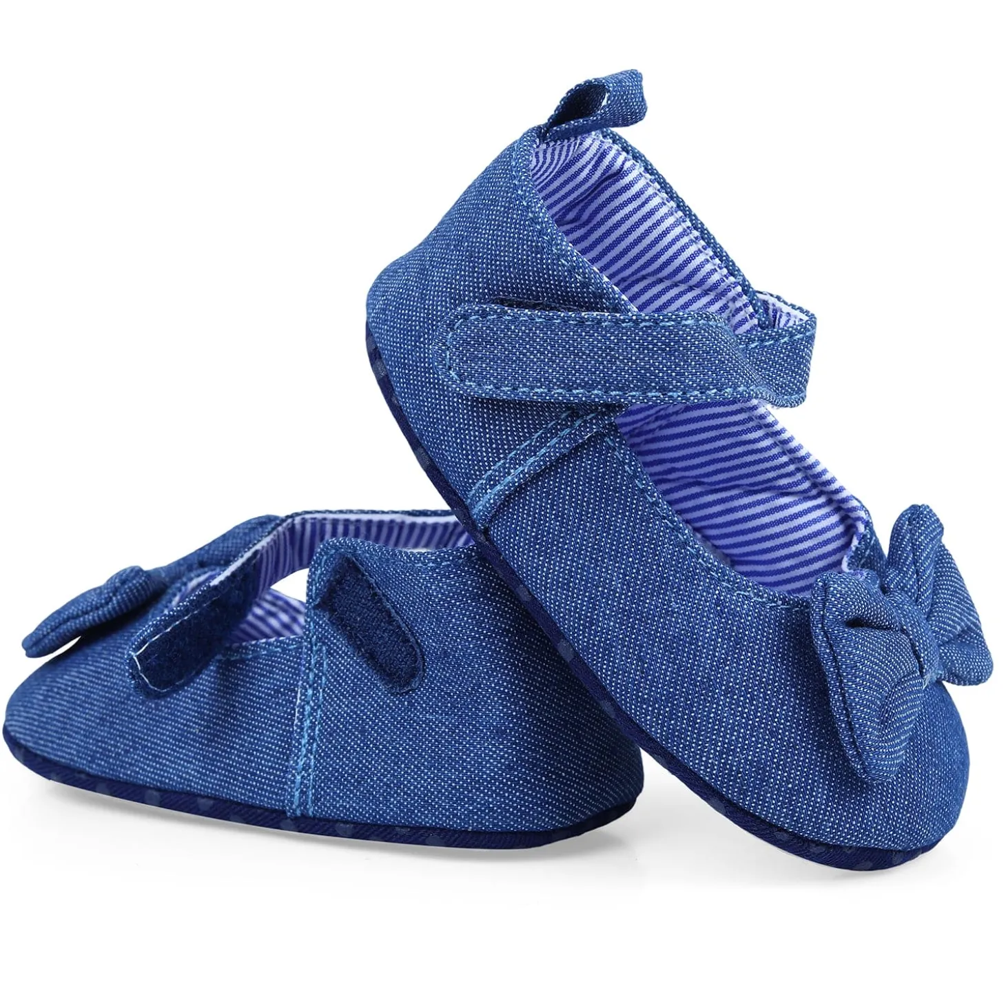 Bow Premium Girls Anti-Slip Ballerina Booties - Blue