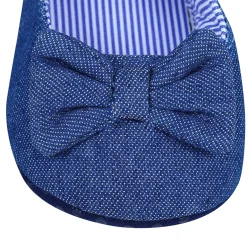 Bow Premium Girls Anti-Slip Ballerina Booties - Blue