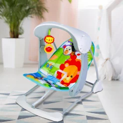 Bright Stars Foldable Musical Comfortable Swing Zoo Print Multicolor