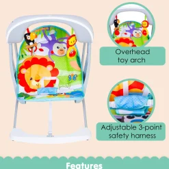 Bright Stars Foldable Musical Comfortable Swing Zoo Print Multicolor