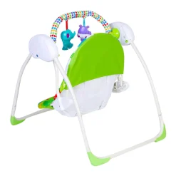 Bright Stars Foldable Musical Comfortable Swing With Animals Green