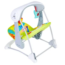 Bright Stars Foldable Musical Comfortable Swing Jungle Print Green