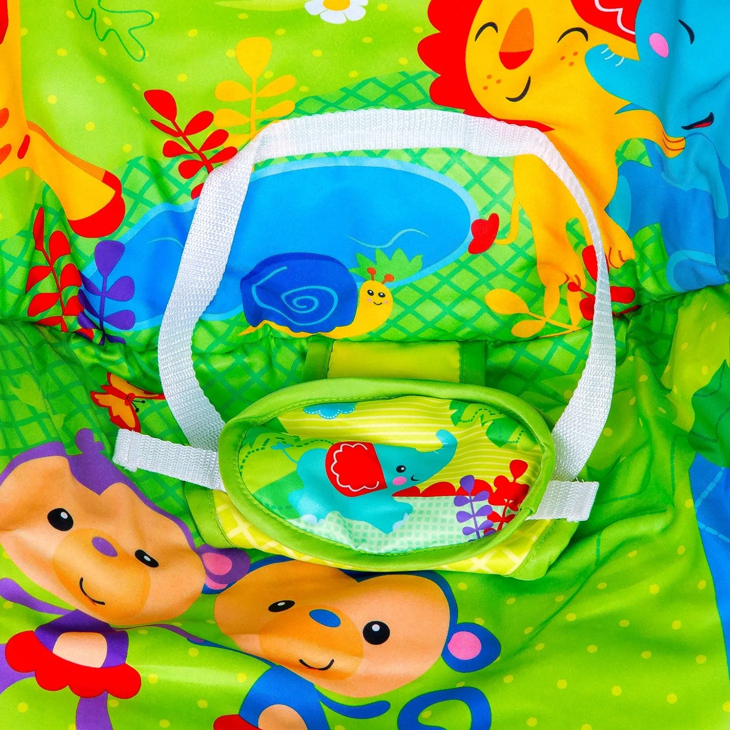 Bright Stars Foldable Musical Comfortable Swing With Animals Green