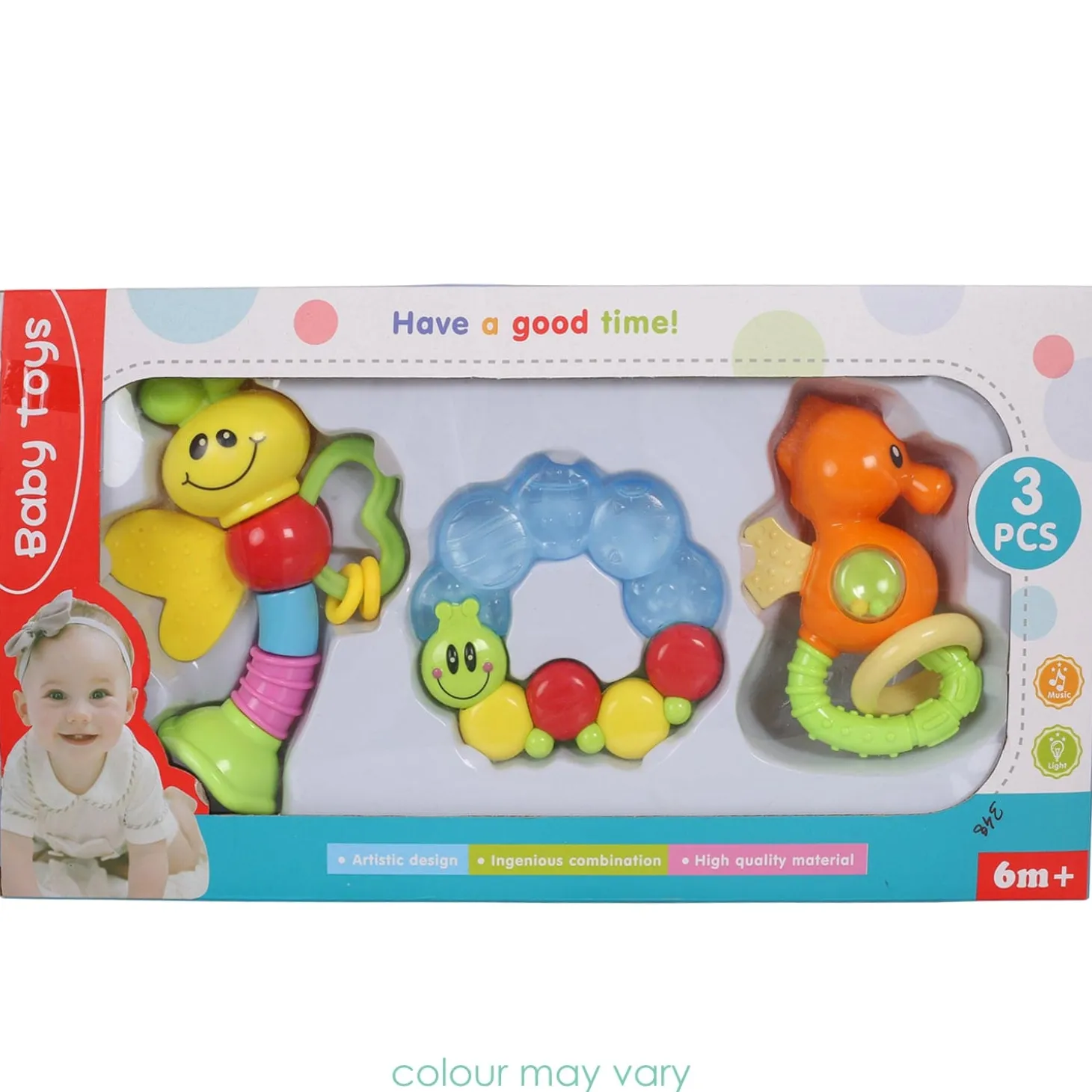 Butterfly Caterpillar Multicolour Set of 3 Rattle Teether