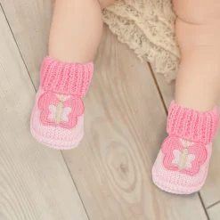 Butterfly Newborn Crochet Socks Booties - Pink