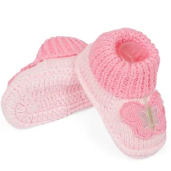Butterfly Newborn Crochet Socks Booties - Pink
