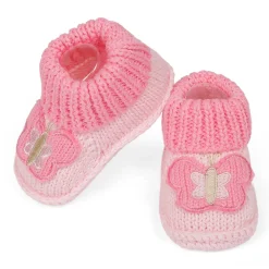 Butterfly Newborn Crochet Socks Booties - Pink