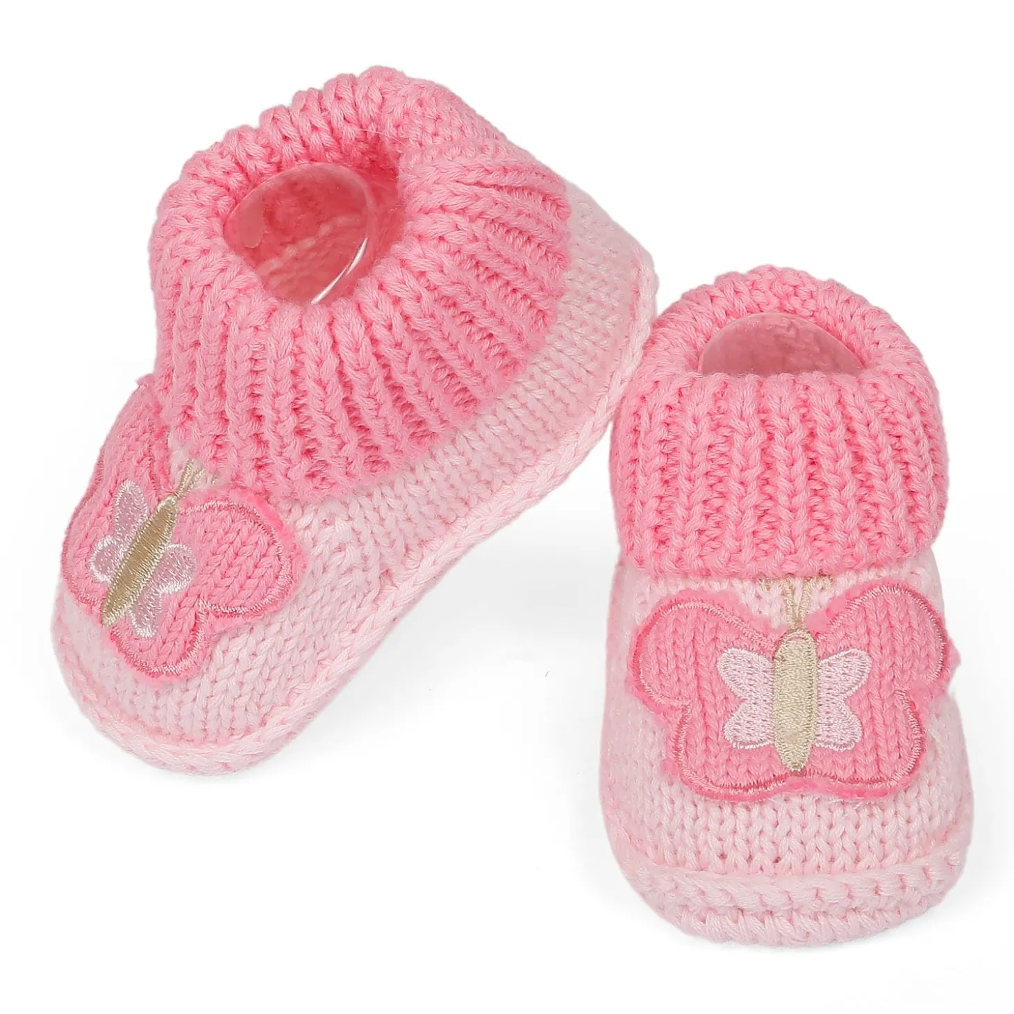 Butterfly Newborn Crochet Socks Booties - Pink