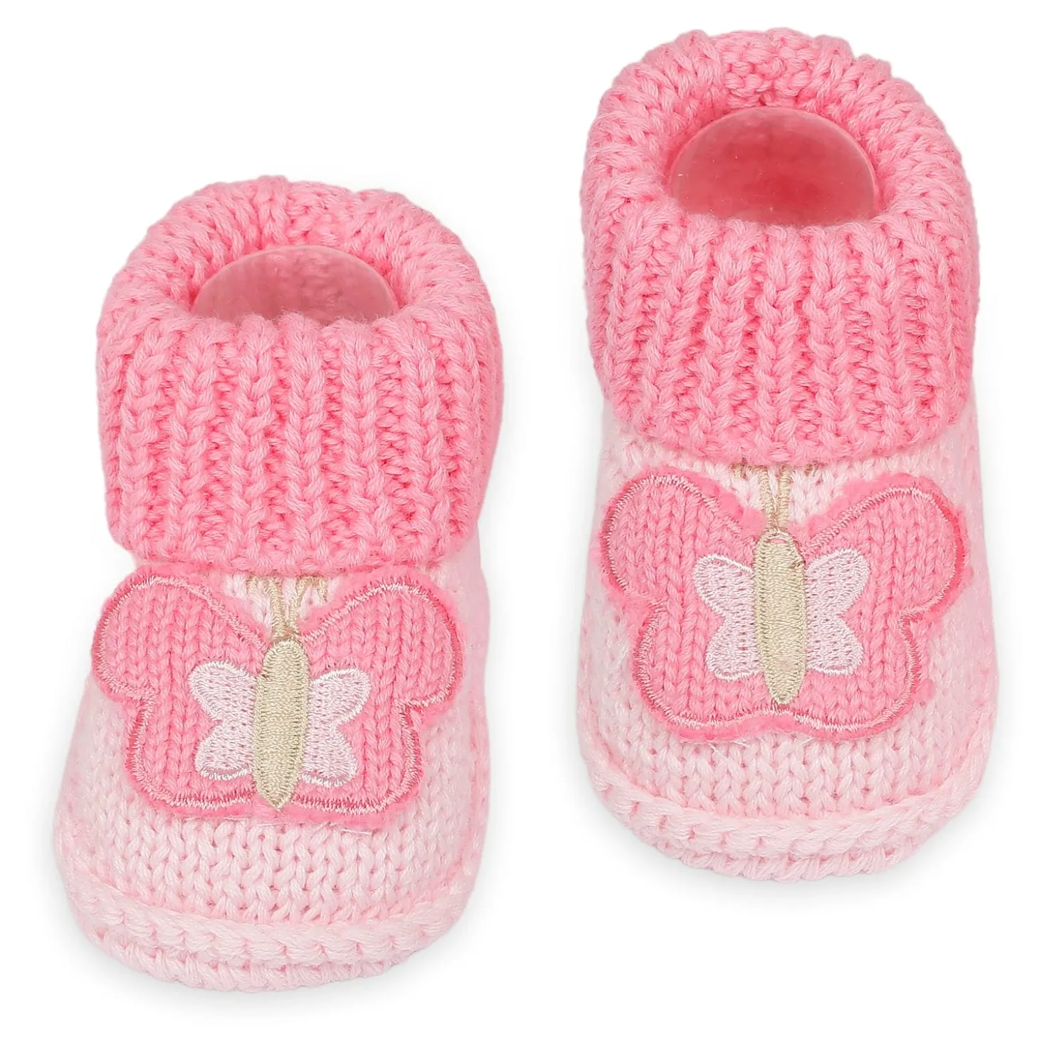 Butterfly Newborn Crochet Socks Booties - Pink