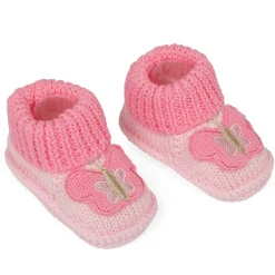 Butterfly Newborn Crochet Socks Booties - Pink