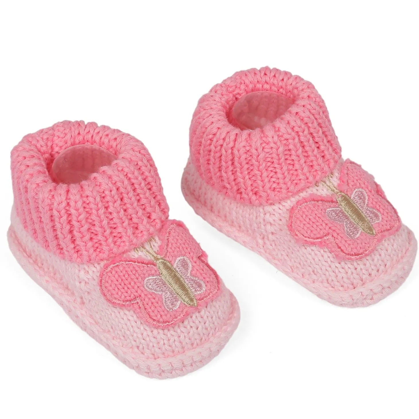 Butterfly Newborn Crochet Socks Booties - Pink