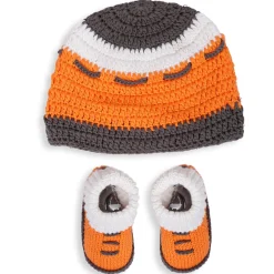 Cap And Booties Gift Set Soft Knitted Orange