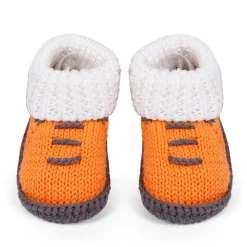 Cap And Booties Gift Set Soft Knitted Orange