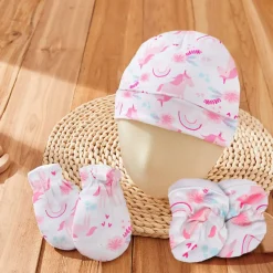 Cap Mittens And Booties Gift Set Unicorn Pink