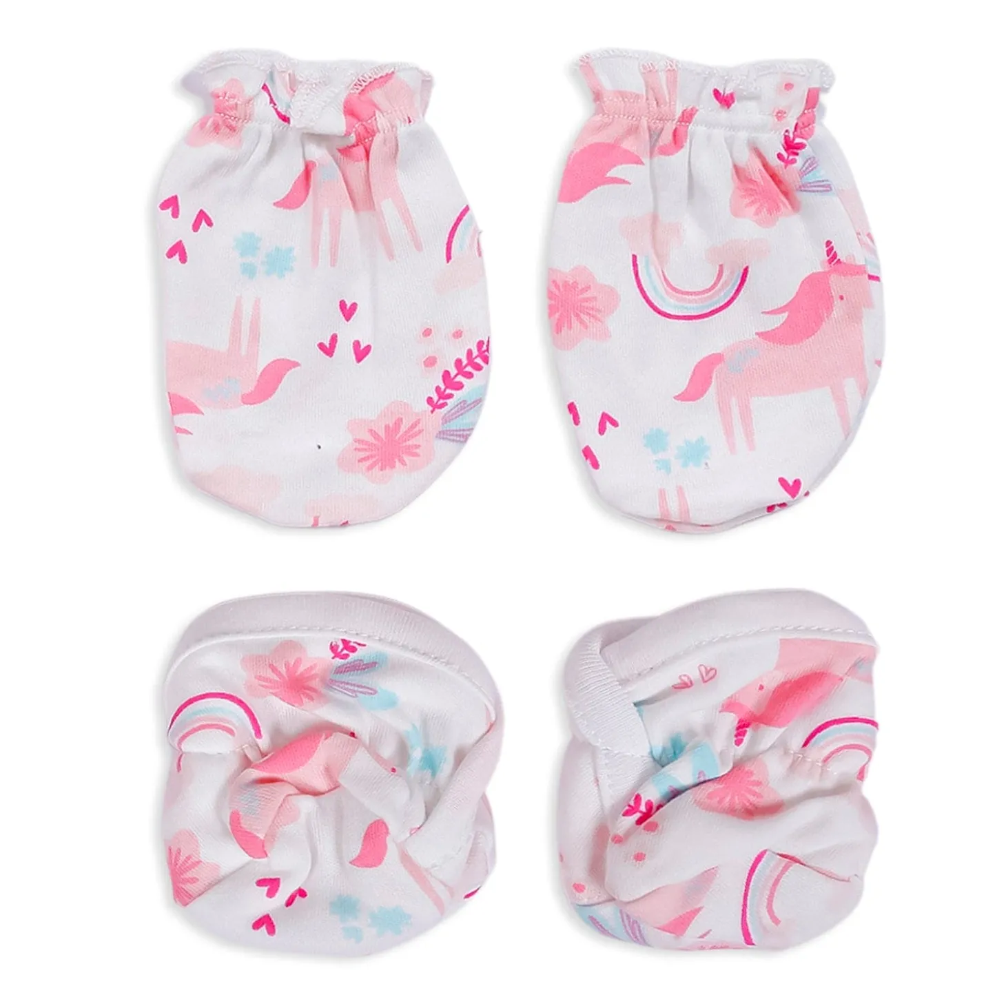 Cap Mittens And Booties Gift Set Unicorn Pink