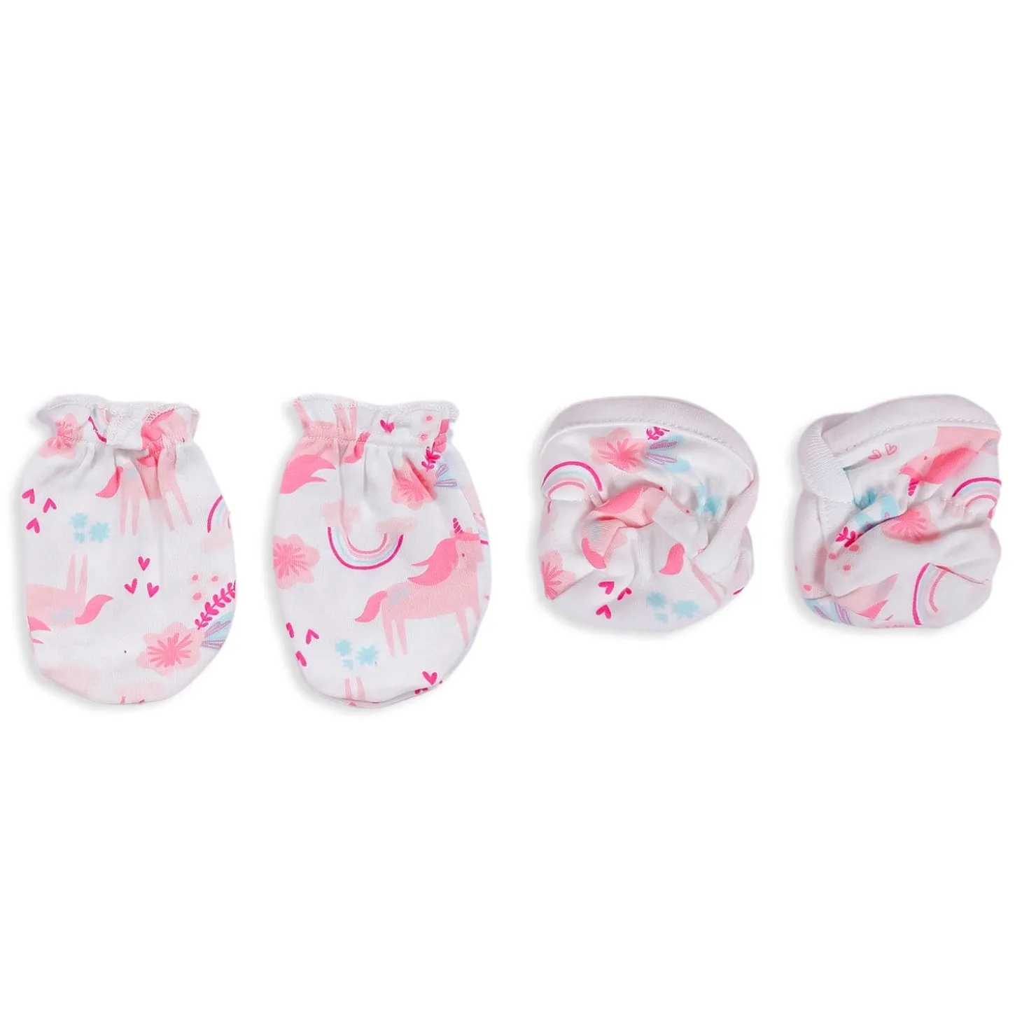 Cap Mittens And Booties Gift Set Unicorn Pink