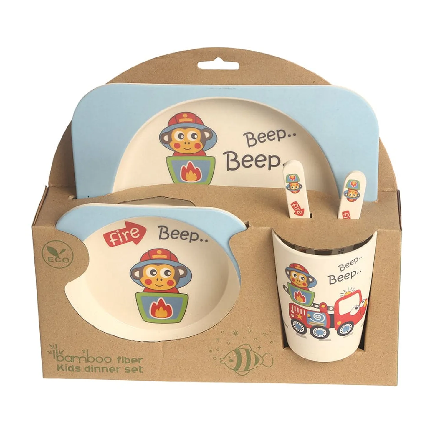 Car Blue Bamboo Fiber Dinner Set