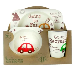 Car White Bamboo Fiber Dinner Set