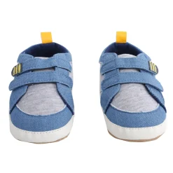 Casual Blue And Grey Velcro Booties