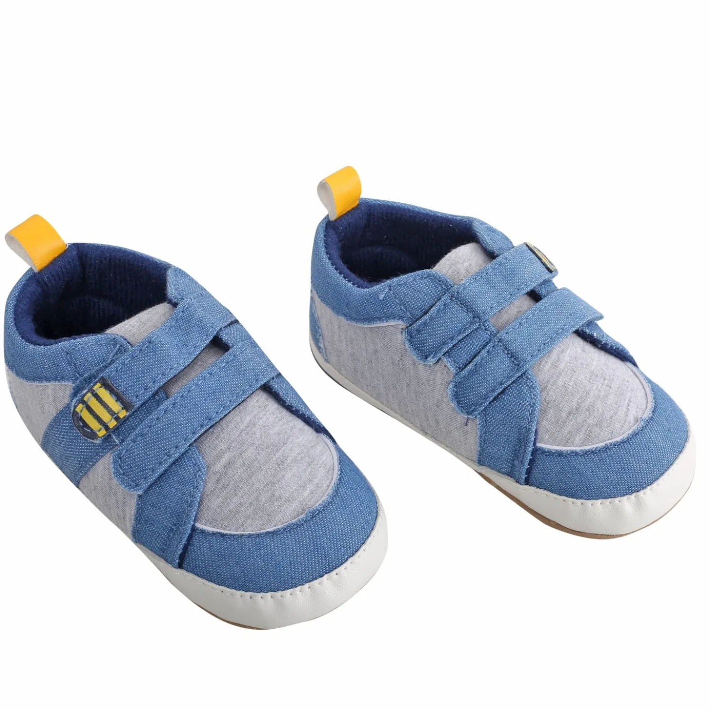 Casual Blue And Grey Velcro Booties