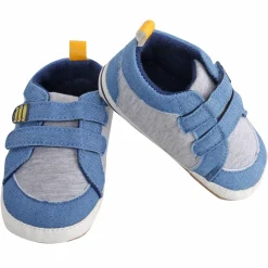 Casual Blue And Grey Velcro Booties