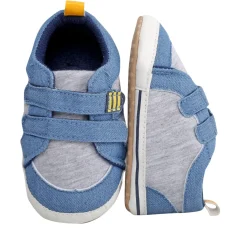 Casual Blue And Grey Velcro Booties