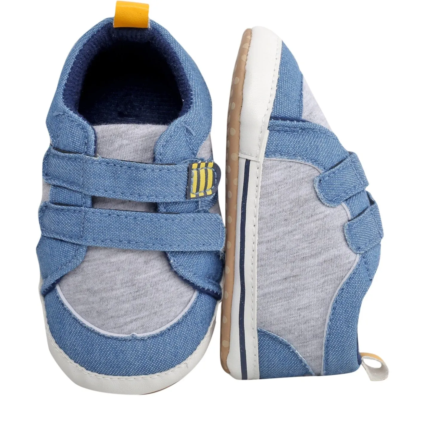 Casual Blue And Grey Velcro Booties