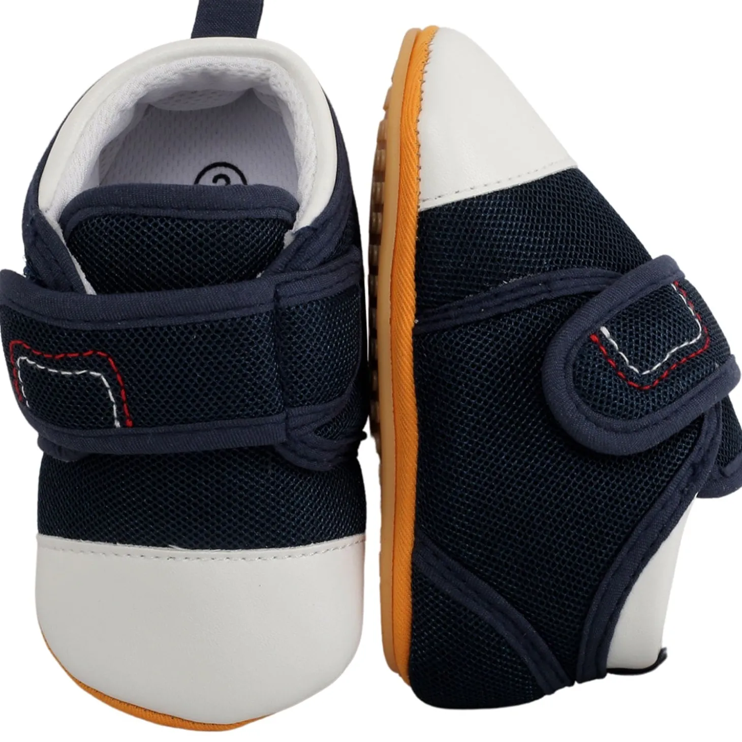 Casual Blue And White Velcro Booties