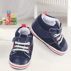 Casual Navy Blue Velcro Booties