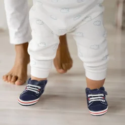 Casual Navy Blue Velcro Booties