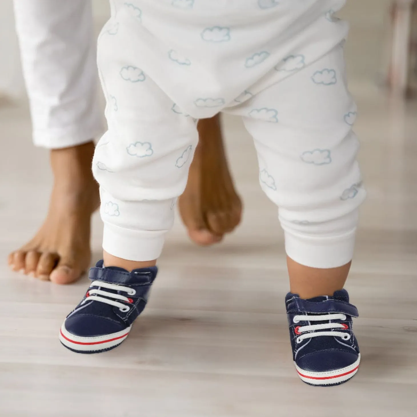 Casual Navy Blue Velcro Booties