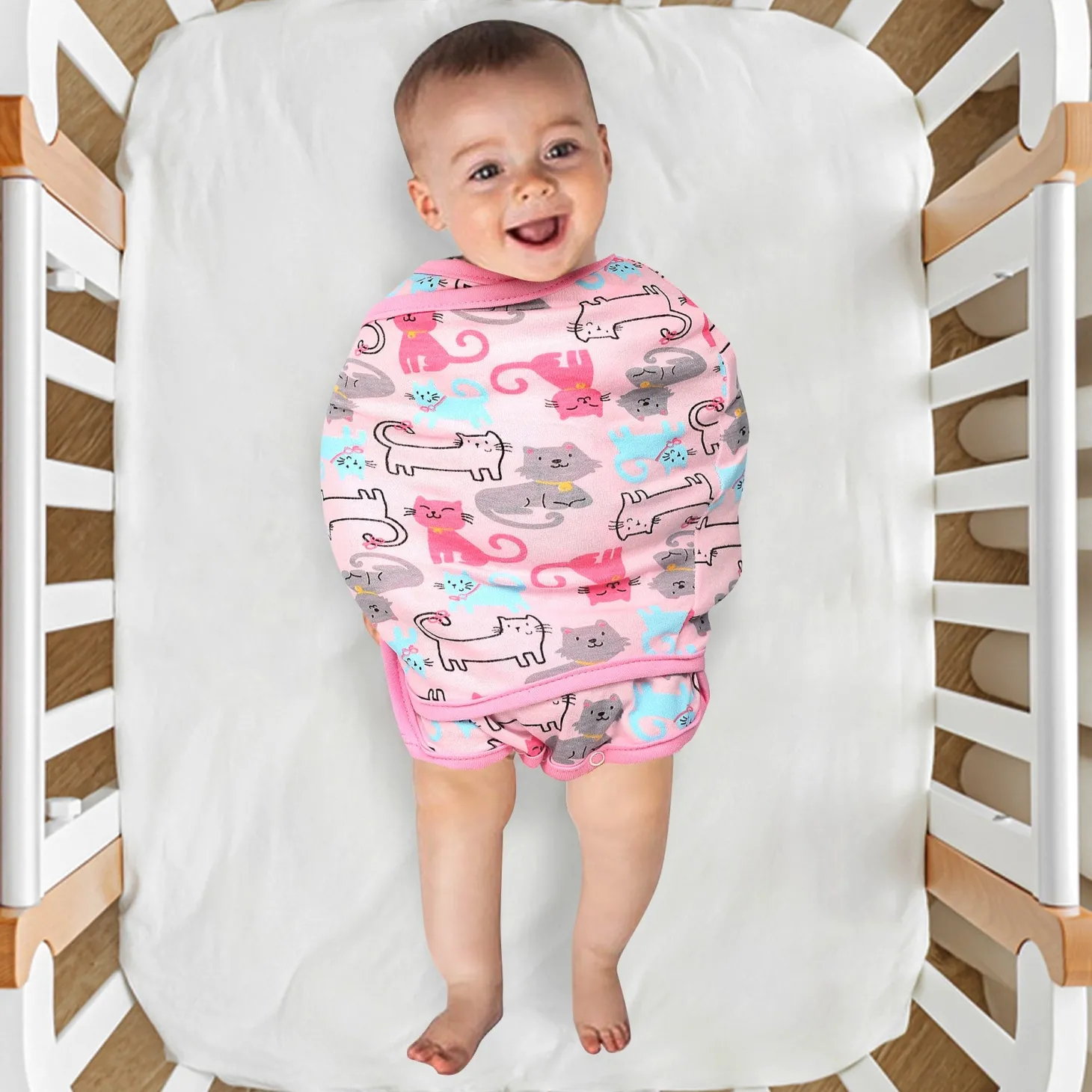 Cats And Dogs Pink Ready Swaddle