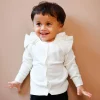 Charming Frilly Premium Full Sleeves Knitted Cardigan - Off White