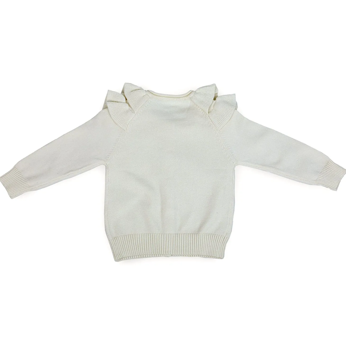 Charming Frilly Premium Full Sleeves Knitted Cardigan - Off White