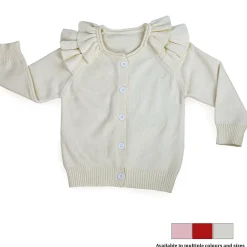 Charming Frilly Premium Full Sleeves Knitted Cardigan - Off White