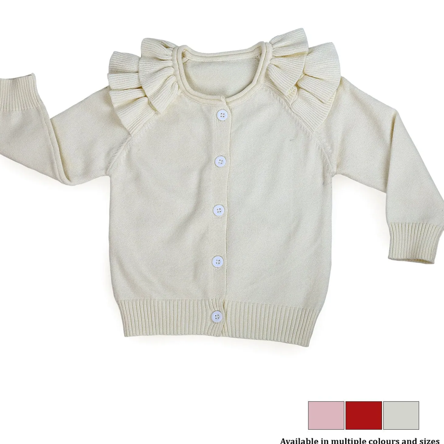 Charming Frilly Premium Full Sleeves Knitted Cardigan - Off White