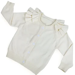 Charming Frilly Premium Full Sleeves Knitted Cardigan - Off White