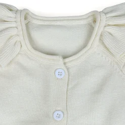Charming Frilly Premium Full Sleeves Knitted Cardigan - Off White