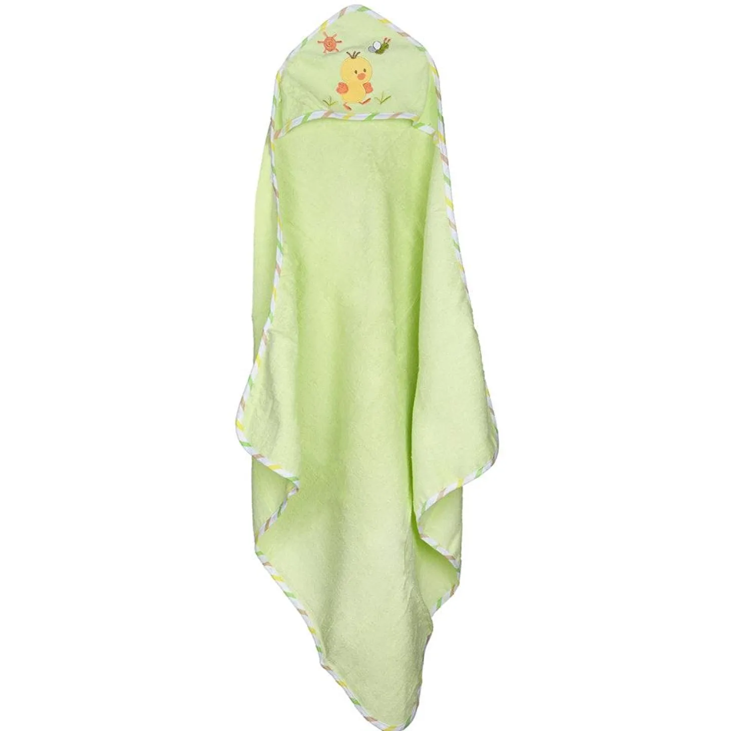 Chick Green Applique Hooded Towel & Wash Cloth Set