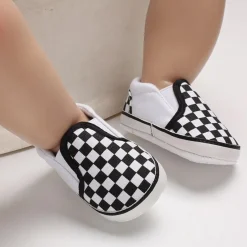 Classic Checkerboard Signature Comfortable Slip-On Booties - Black And White