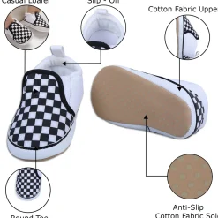 Classic Checkerboard Signature Comfortable Slip-On Booties - Black And White
