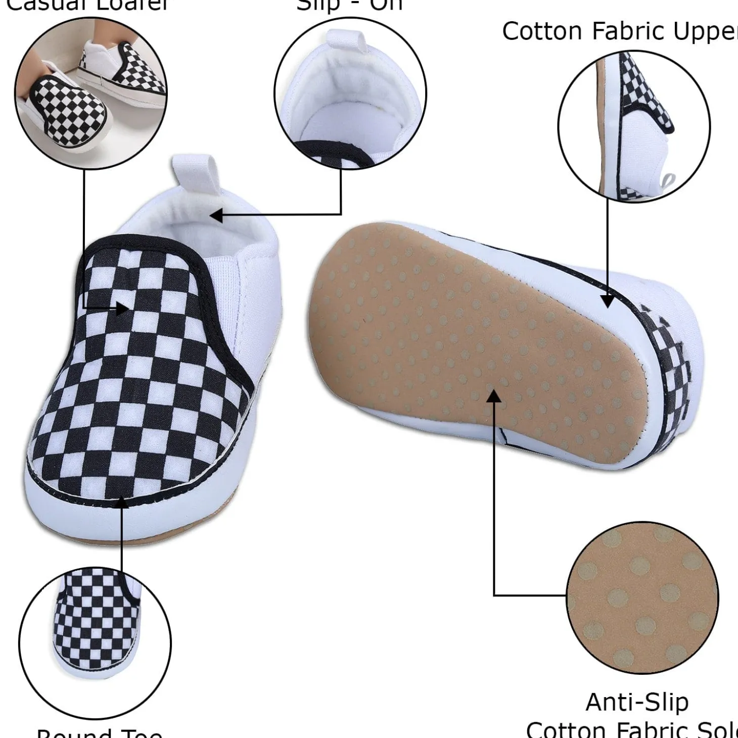 Classic Checkerboard Signature Comfortable Slip-On Booties - Black And White