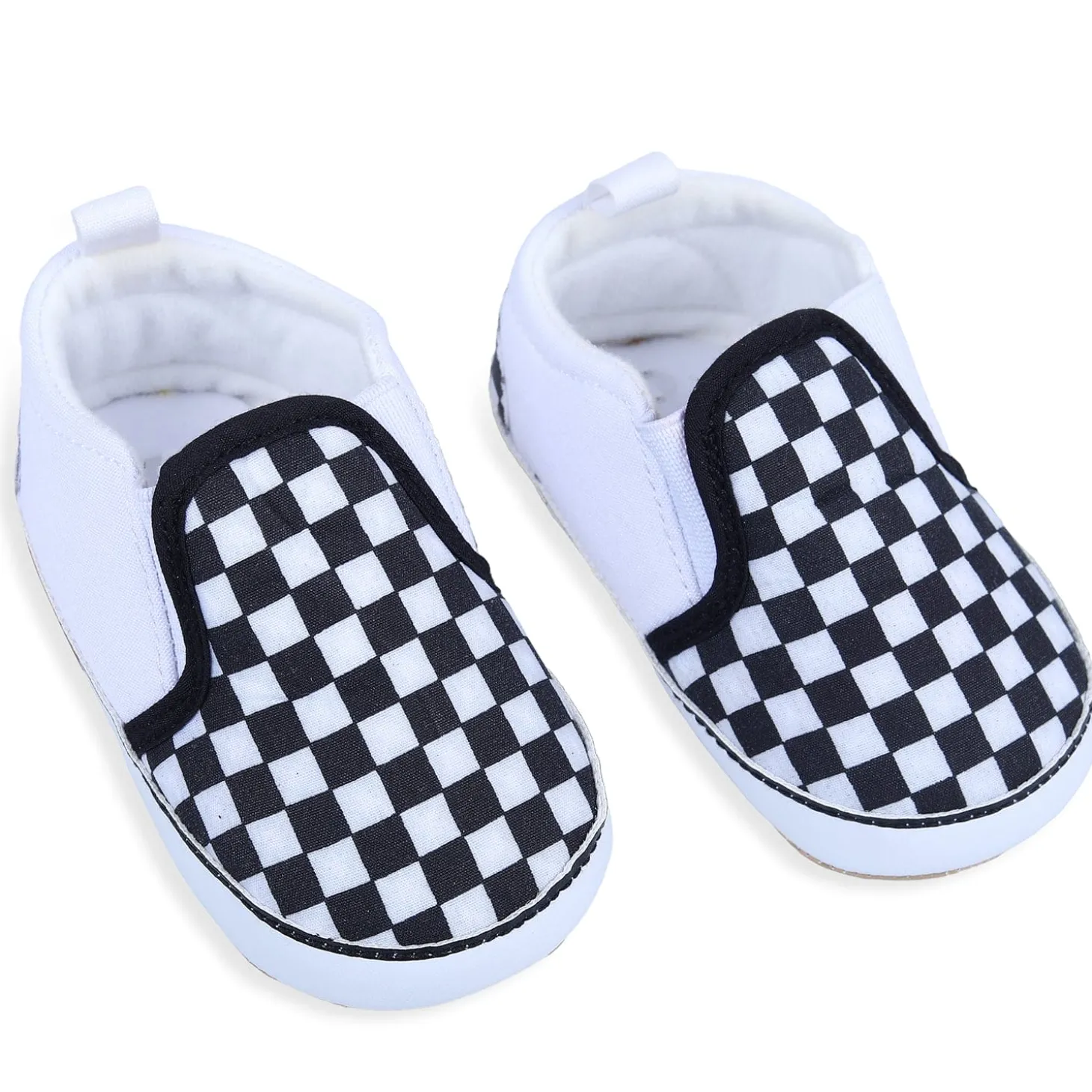 Classic Checkerboard Signature Comfortable Slip-On Booties - Black And White