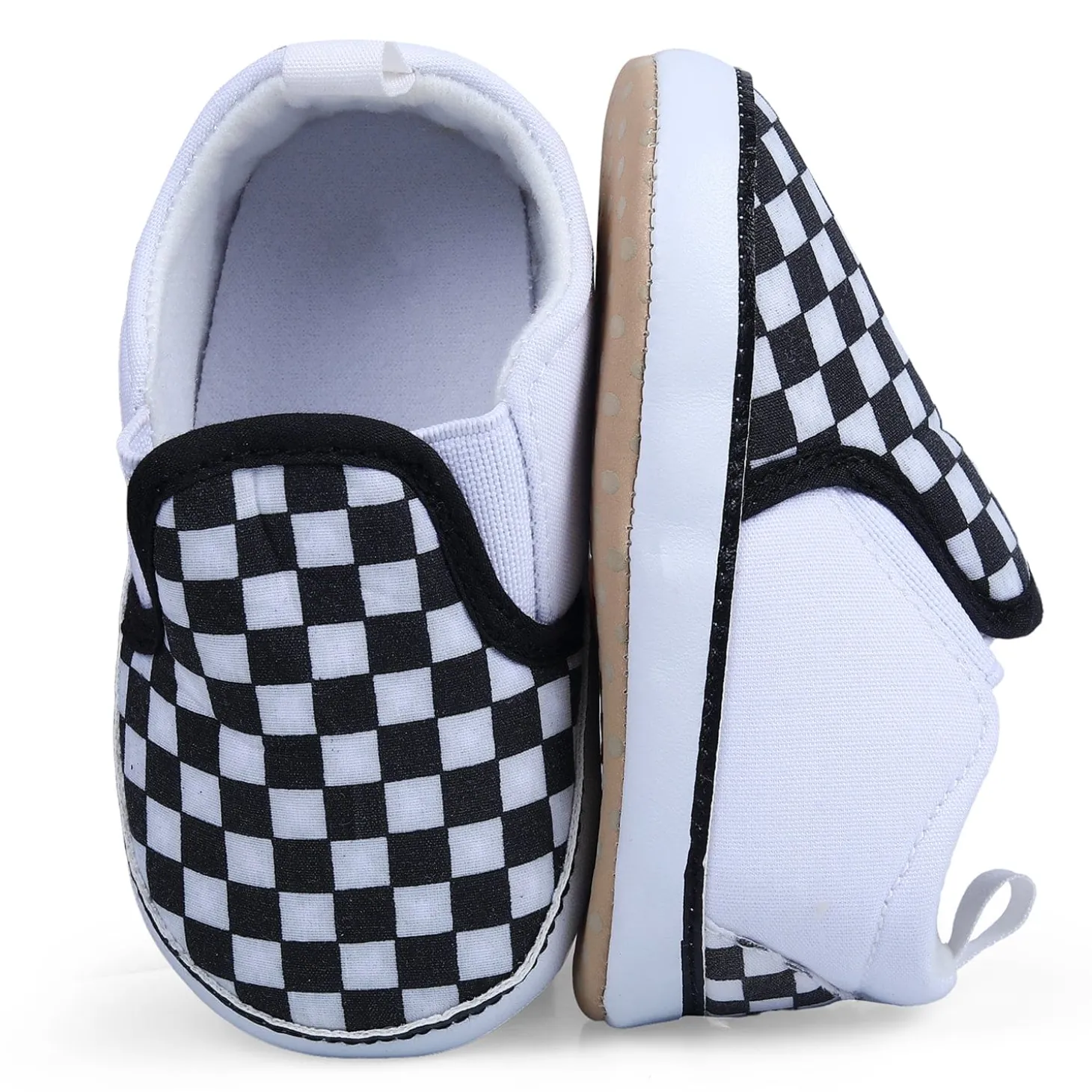 Classic Checkerboard Signature Comfortable Slip-On Booties - Black And White