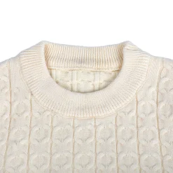 Classic Solid Round Neck Premium Full Sleeves Cable Knit Sweater - Off White