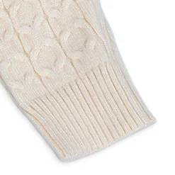 Classic Solid Round Neck Premium Full Sleeves Cable Knit Sweater - Off White