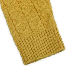 Classic Solid Round Neck Premium Full Sleeves Cable Knit Sweater - Mustard