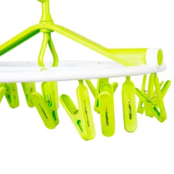 Clothes Hanger Round Foldable 18 Clips Green