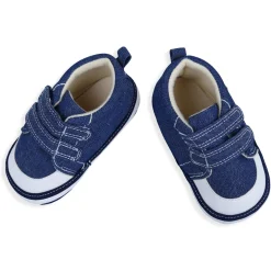 Colour Blocked Hookloop Stylish And Casual Denim Velcro Booties - Blue